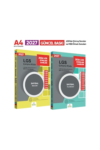 2027 LGS 8.Sınıf Çıkmış ve MEB Örnek Sorular Matematik-FEN SAYISAL Çalışma Kitabı 2li Kitap SET