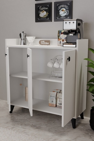 Milan Kahve Köşesi Çok Amaçlı Mutfak Dolabı Kiler Erzak Dolabı Beyaz