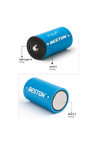D Tipi Şarjlı Tombul Pil Usb-c Şarjlı 1.5v Lityum Büyük Pil Kalın Pil 6000mwh Radyo Pili Xl 1 Adet