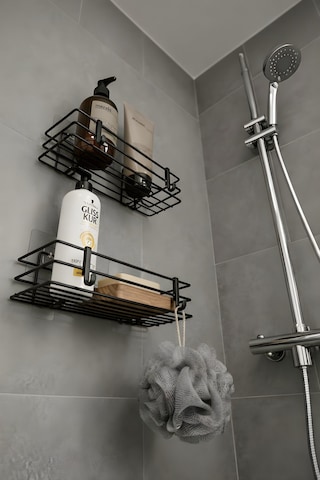 Sas Haus Tek Katlı Duş Rafı Kancalı Banyo Şampuanlık & Organizer 2 Adet Siyah Tş-01 Siyah