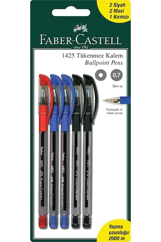 Faber-Castell 5'li Tükenmez Kalem Seti,2 Siyah,2 Mavi,1 Kırmızı Kalem İçerir Faber-Castell 5'li Tükenmez Kalem Seti,2 Siyah,2 Mavi,1 Kırmızı Kalem İçerir