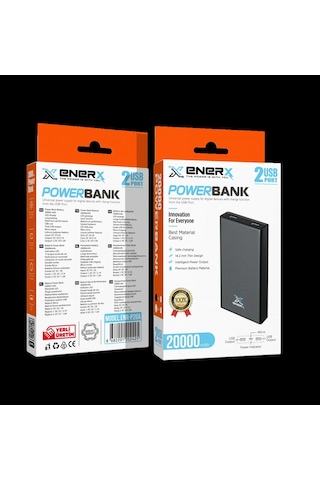 Enerx Enr-p20a Powerbank 20.000 Mah 2xusb+micro 1a Beyaz Siyah