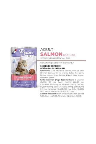Plaisir 100Gr Pouch Somon&amp;Morinalı Yaş Kedi Maması