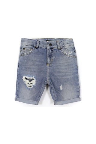Cep Detaylı Erkek Çocuk Destroyed Yırtık Kot Şort Mavi 001-0002050 Mavi
