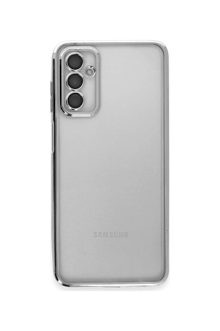 Samsung Samsung Uyumlu Galaxy M23 Kılıf Razer Lensli Silikon - Gümüş