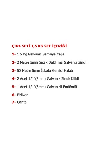 Çantalı Tekne Ve Şişme Bot İçin Hazır Çapa Seti 1.5 Kg