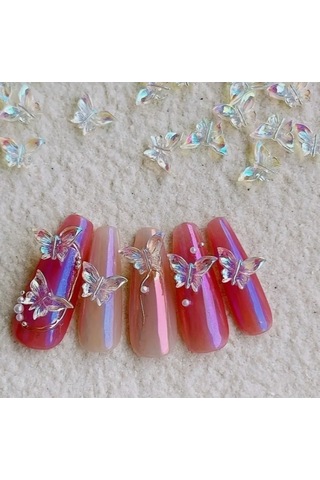 Charm Kelebek Kelebek Hologram 10'lu 3d Nail Art Metal Süsü