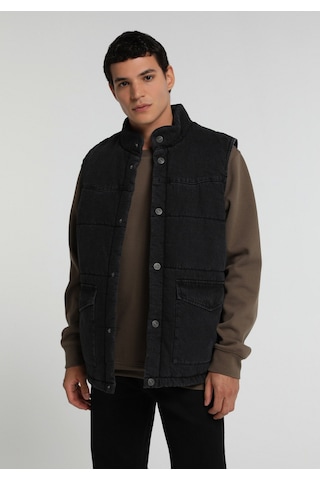 Colin's Colins Regular Fit Dik Yaka Çıtçıtlı Astarlı Erkek Black Denim Yelek Cl1082648 Q1.v1 Dn45136