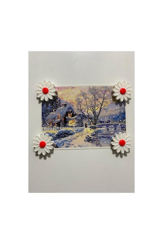 3d Papatya Magnet 4 Lü Set Dekoratif Buzdolabı Süsü