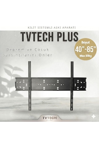 TvtechPlus I Tv Duvar Askı Aparatı I Deprem Ve Çocuk Kilitli Sistem