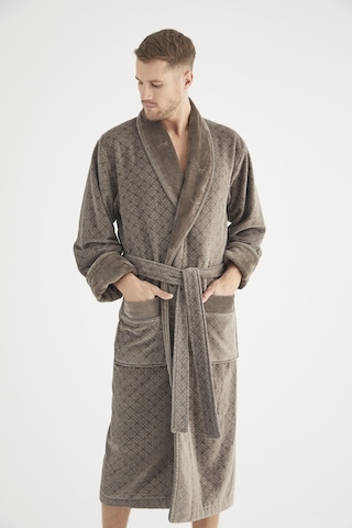 Jakarlı %100 Cotton Erkek Bornozu Haki
