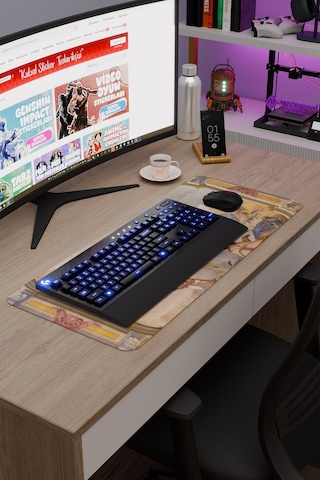 Ortaçağ Sanat Kaymaz Dikişli Kauçuk Oyuncu Mousepad V1 - 70x30 Xl Gaming Mouse Pad Fare Altlığı