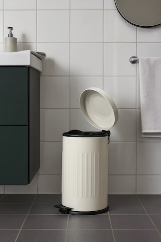 Vintage 16 Lt Yavaş Kapanır Kapaklı Ofis Mutfak Banyo Balkon Çöp Kovası Krem Krem