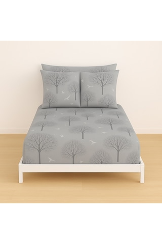 Desenli Çift Kişilik Lastikli Battal 180 X 200 Çarşaf Ve 2 Adet Yastık Kılıfı Antrasit