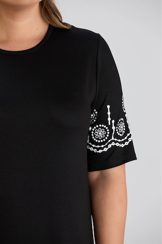 Wearon Kadın Aysar Kısa Kol Baskılı İki İp Boydan Siyah Elbise Siyah