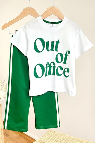Miniğimin Cicileri Out Of Office Baskılı Kız Çocuk Eşofman Takımı Yeşil