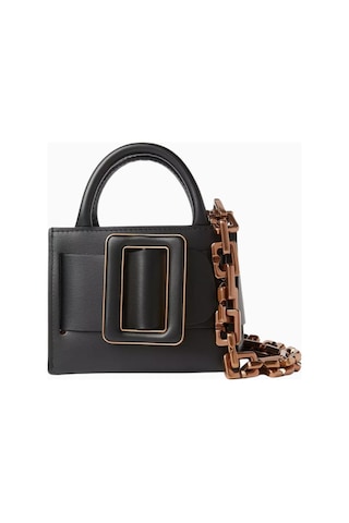 Boyy Micro Bobby Surreal Mini Calfskin, Deri Lüks Çanta Ve Zincirli Omuz Askısı Omuz Çantası Siyah
