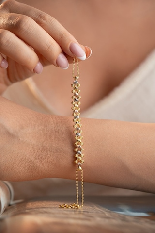 925 Ayar Gümüş Gold Kaplama Dorika Toplu Balık Sırtı Model Bileklik