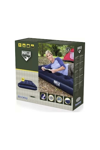 Bestway Pavillo Jr Twin Flocked Air Bed Tek Kişilik Şişme Kamp Ya Lacivert