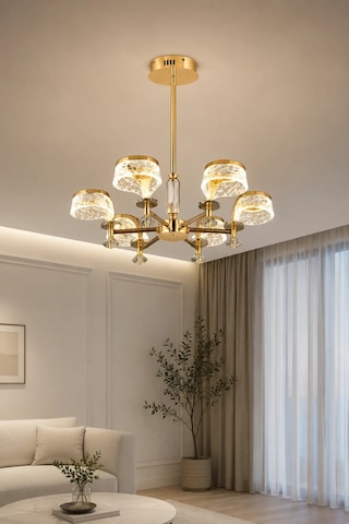 6'lı Modern Premium Gold 3 Renkli Ledli Sarkıt Avizesi Salon Mutfak Oturma Odası Şık Modelleri 28w
