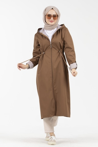 Sevitli İçi Çizgili Trençkot-taba-2733-taba Taba