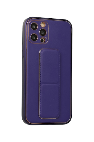Newface Apple iPhone Uyumlu 12 Pro Kılıf Coco Deri Standlı Kapak Semeglbl - 11 - Mor