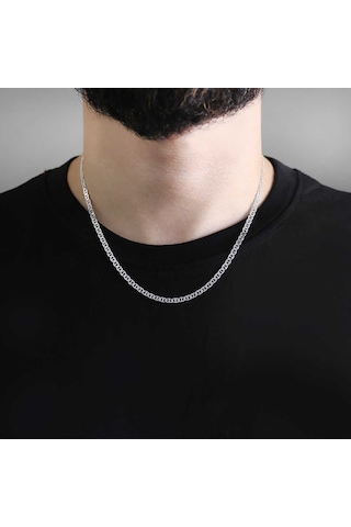 925 Ayar 50 Cm 80 Mikron Barlı Gümüş Erkek Zincir Kolye (291698762)