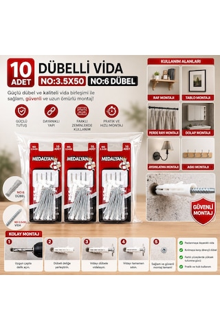 Medalyan Dl-33 Dübelli Vida - 3.5x50 Mm 10 Adet- 12'li Paket