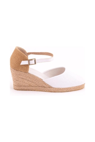 Star Tombis Gerçek Elişi Hasır Dolgu Topuk Keten Hasır Espadril Handmade Beyaz