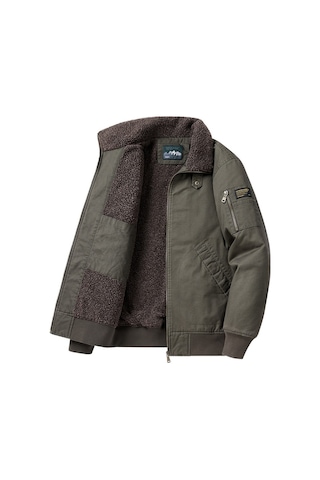 Sımıcg Erkek Ceket Kalın Yaka Pamuklu Mont Erkek Ceket - Yeşil Asker Yeşili