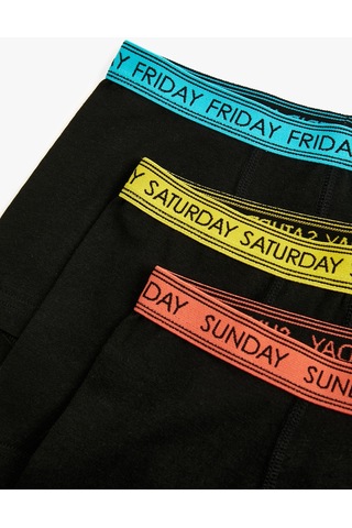Koton 3'lü Boxer Seti Slogan Yazı Detaylı Siyah 4slm90070mk Siyah