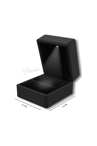 Işıklı Takı Kutusu Dış 6 6 Cm Birlikte Alımlarda Takı İçerisine Yerleştirilerek Gönderilir Mat Siyah