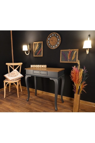 Wooding 80 Cm Çekmeceli Masif Antrasit Naturel Dresuar (548585946) Antrasit