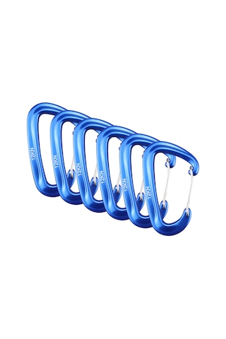 Geeksen 6 Adet Yüksek Dayanımlı 7075 Alüminyum Kamp Karabinası - 1200kg Taşıma Kapasiteli Çok Renkli