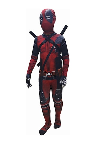 Çocuklar İçin Deadpool Kostümleri, Cadılar Bayramı Kıyafeti Cosplay Partisi Deadpool Kostümü, 5-13 Yaş Çocuklar İçin Deadpool Bodysuit Tulum Cosplay Seti V Ilx