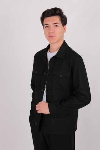 Twın Lıon Twin Lıon 1033 Slimfit Dış Gömlek Mont Siyah