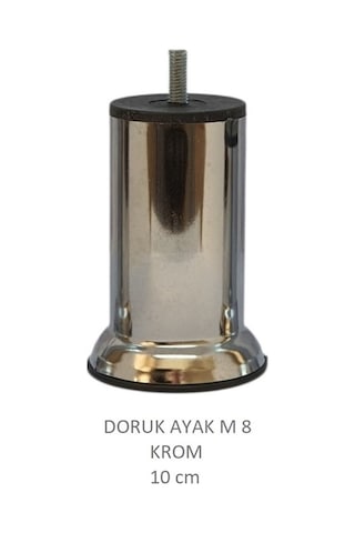 Doruk Ayak, Cıvatalı Baza Koltuk Dolap Ayağı, Metal, Krom, M8, 10 Cm Krom