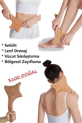 3 % 100 Doğal Ahşap Masaj Aleti El Yapımı   Lenf Drenaj Çok Renkli