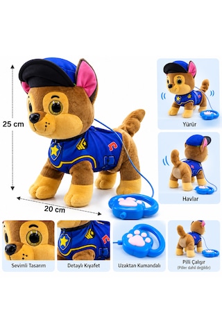 Uzaktan Kumandalı Yürüyen Ve Havlayan Peluş Polis Köpeği 20x25 Cm Köpek