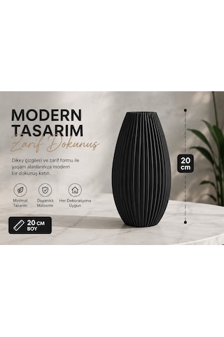 Modern Spralli Vazo Siyah