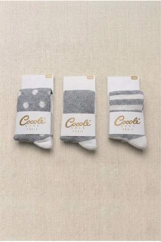 Cocole Socks Erkek Bebek Külotlu Çorabı 3'lü Set Pamuklu Gri 0-24 Ay Çok Renkli