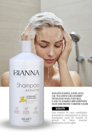 Keratin Tuzsuz Sülfatsız Ve Parabensiz Güçlendirici Ve Yenileyici Saç Bakım Şampuanı - 500ml Saçşampuan