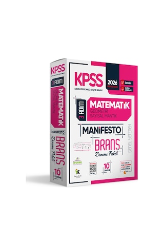 2026 KPSS Matematik 3 Adım Manifesto Branş Deneme Paketi 10lu Dijital Çözümlü (Sayısal Mantık Dahil)