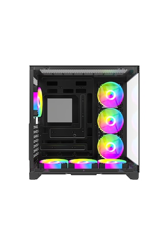 Strong Syrax 7x 120 Mm Fanlı Rgb Led Buton Kontrol Atx Akvaryum Siyah Gaming Bilgisayar Kasası Powersız