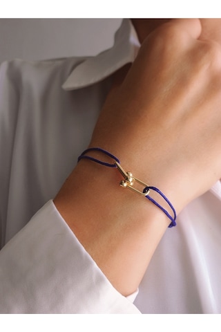 Tiffany Model Deri İpli El Yapımı Gold Mavi Renkli Bileklik Mavi
