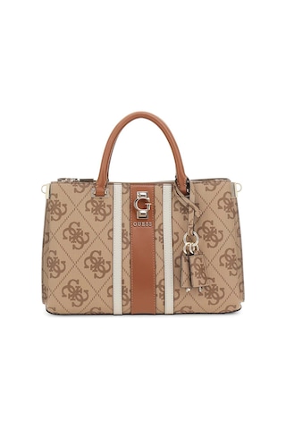 Kadın Şerit Detaylı Monogram Desenli El Çantası - Kahverengi Kahverengi