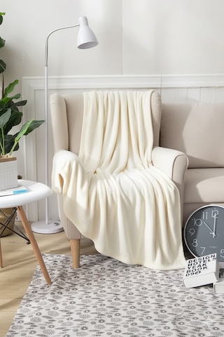 Peluş Tek Kişilik Battaniye Welsoft Battaniye Tv Battaniyesi Polar Battaniye Süper Yumuşak Krem