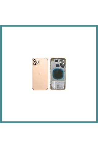 Trendexa Apple iPhone Uyumlu 11 Pro Max Uyumlu İçin Boş Kasa Gold Mac