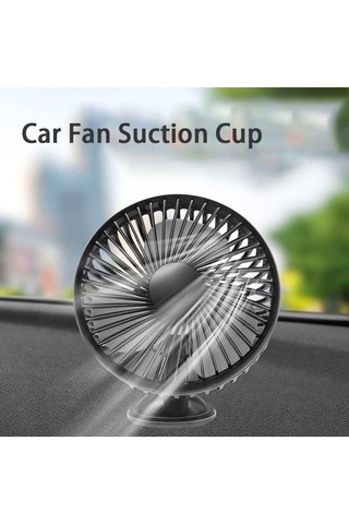 12v/24v Mini Araba Fan Abs Siyah Siyah Otomobil Tek Kafa Fan Usb Evrensel Araba Fan Vantuz 360 Derece Soğutma Fanı