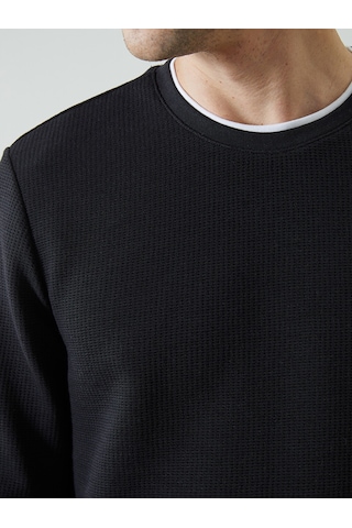 Lcwaıkıkı Classic Siyah Bisiklet Yaka Uzun Kollu Erkek Sweatshirt
